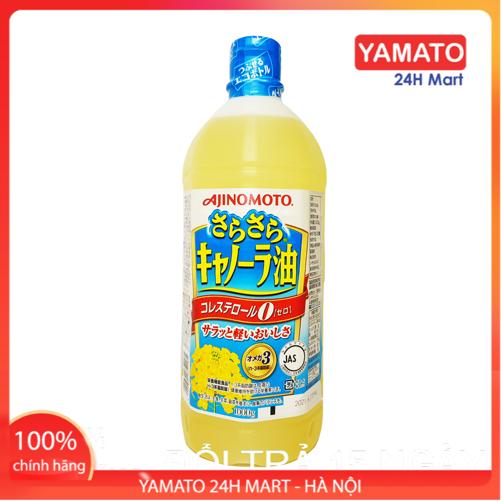Dầu Ăn Hoa Cải Ajinomoto Nhật Bản Nguyên Chất 1L, Dầu Ăn Nhật Bản, Dầu Ăn Tốt Cho Tim Mạch, Dầu Ăn Thực Vật [DATE T9/2023]