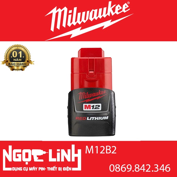 Pin milwaukee 12v/2.0ah redlithium-ion m12b2