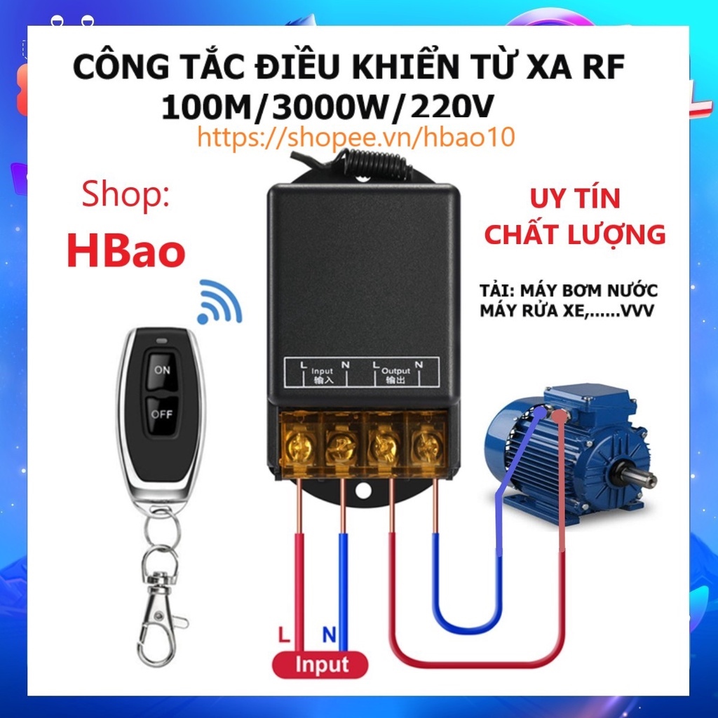 ♞∈◎  Công tắc điều khiển từ xa 100M Công suất lớn Xuyên tường 30A (3000W)/ điện áp 110V 220V có nút học lệnh
