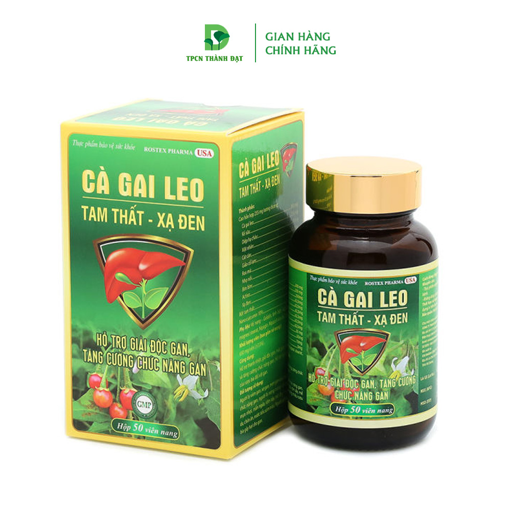 Viên uống bổ gan Cà Gai Leo Tam Thất Xạ Đen giúp mát gan, giải độc gan, giảm tác hại của rượu bia với gan - Chai 50 viên