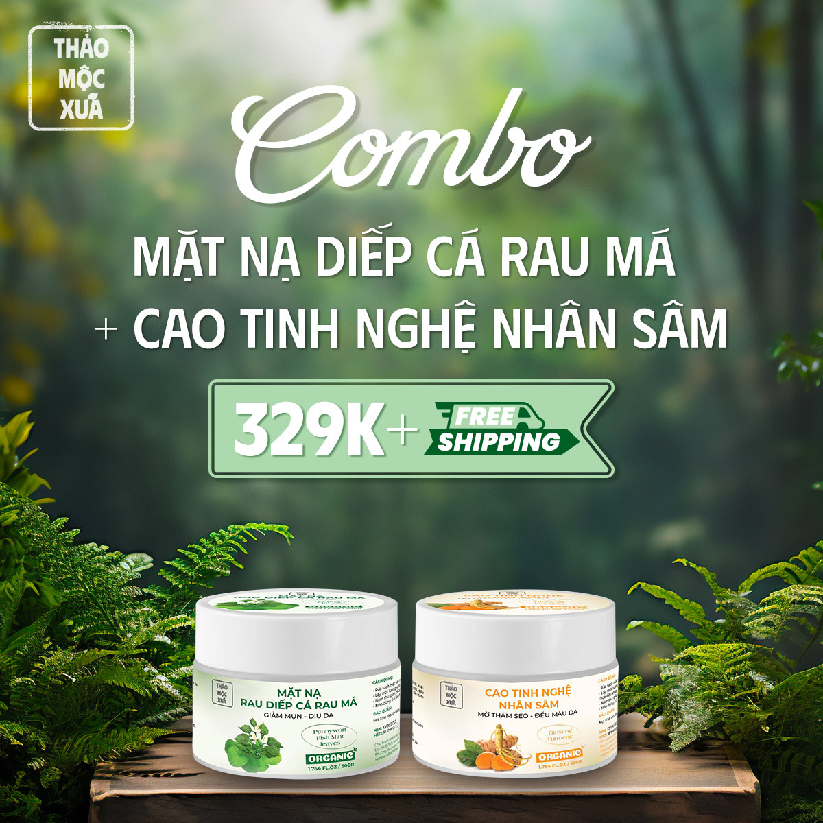 Combo mặt nạ diếp cá + cao tinh nghệ thảo mộc xưa giúp da sạch mụn và mờ thâm sau mụn