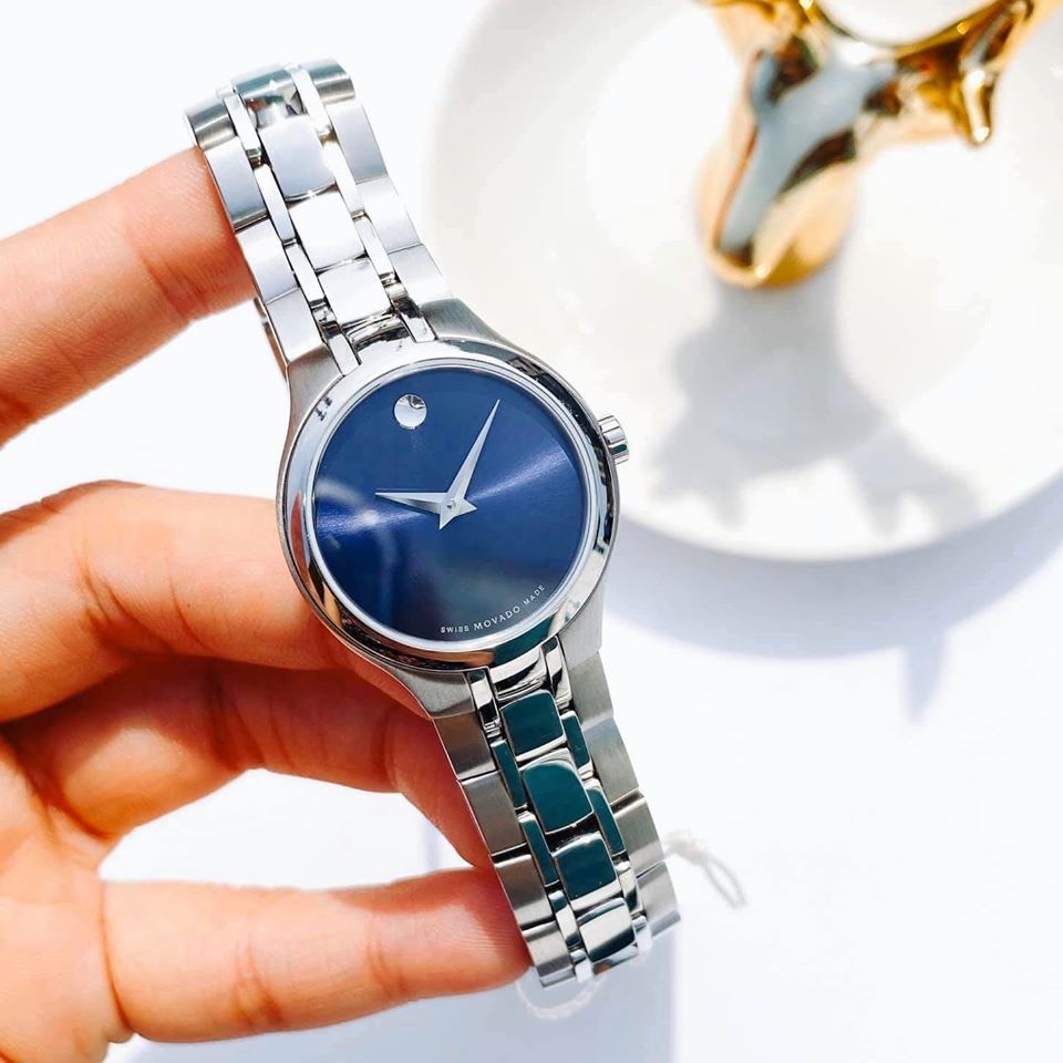 Movado blue blue dial stainless steel 0606370 dành cho nữ