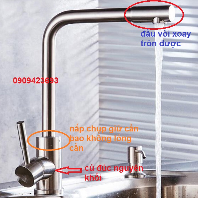 [HCM][LOẠI 1-HÀNG ĐÚC] Vòi Rửa Chén Bát Nóng Lạnh INOX 304 N4004 NA.GRAND Và 2 Dây HÀNG CAO CẤP BAO XÀI BAO ĐỔI MỚI 1 NĂM, hàng đúc hoàn toàn inox dày cầm nặng tay lõi xả nước chống gỉ nước inox 304 chuẩn chống han rỉ