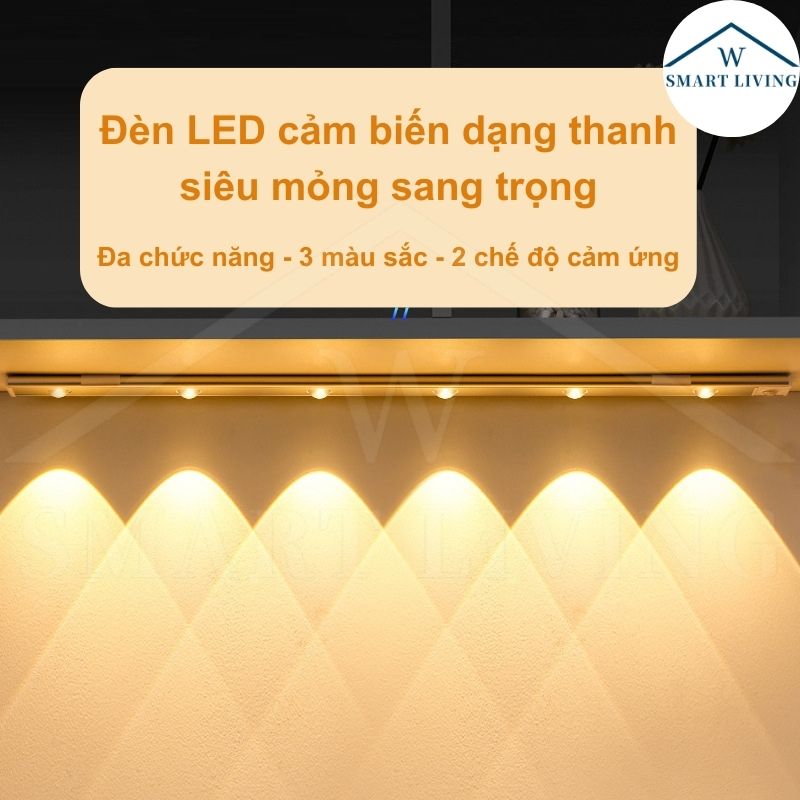 Đèn cảm biến tự động sáng siêu mỏng thanh trắng 3 màu sắc 2 chế độ cảm ứng đa chức năng đèn trang trí sang đèn ngủ thông minh dán tường Gia dụng thông minh bóng đèn LED phạm vi cảm ứng rộng sạc USB type C đèn đêm
