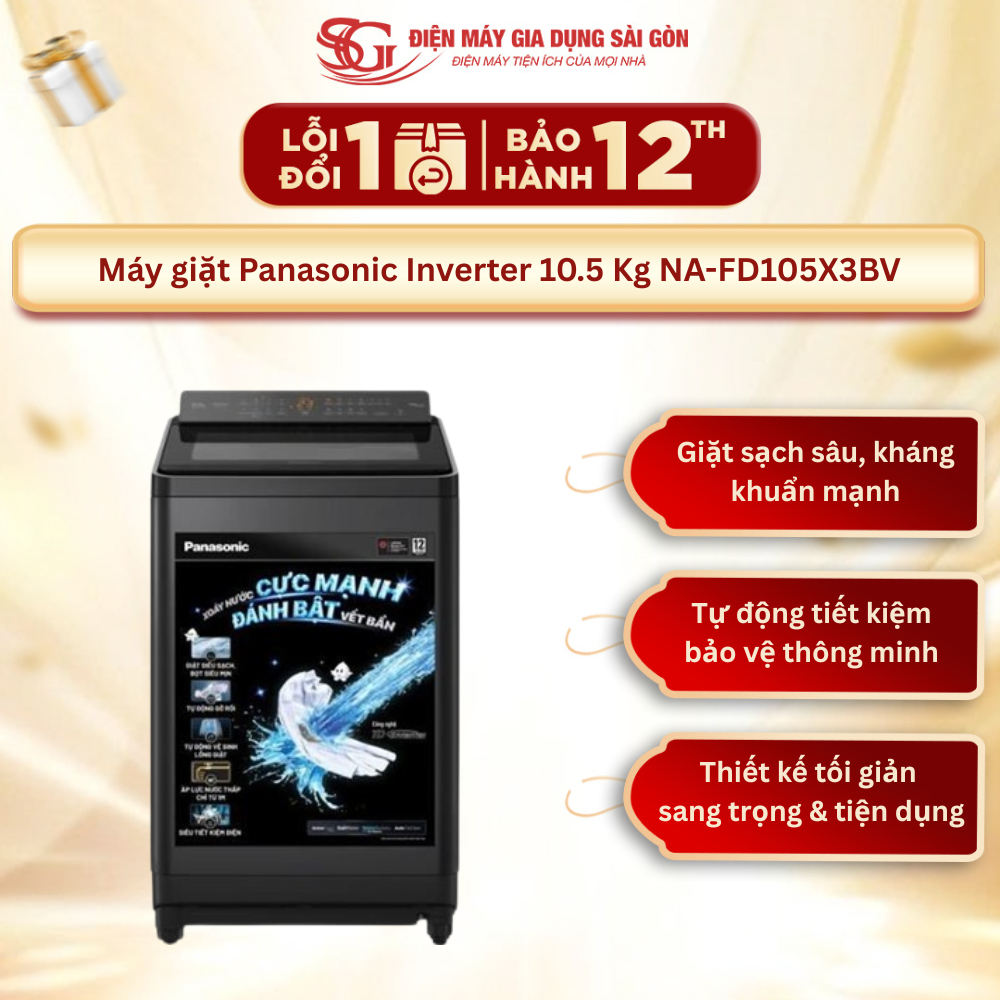 Máy giặt Panasonic Inverter 10.5 Kg NA-FD105X3BV