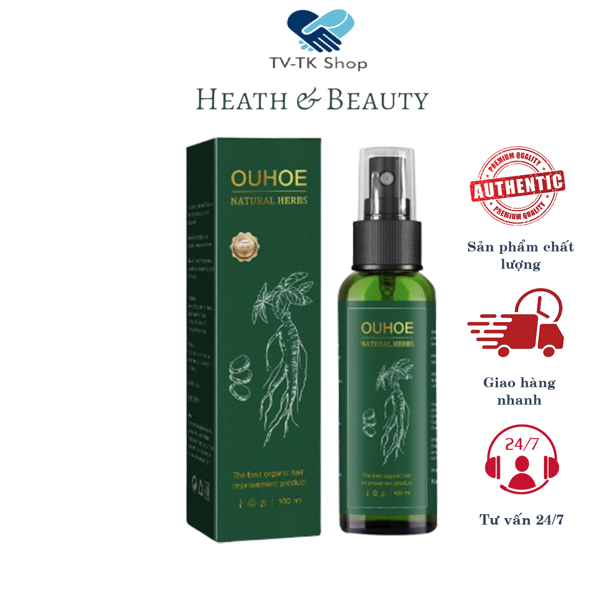 Xịt mọc tóc ouhoe - ouhoe tinh chất mọc tóc từ nhân sâm, gừng và thảo dược giúp kíc.h thích mọc tóc con, dày chắc khoẻ