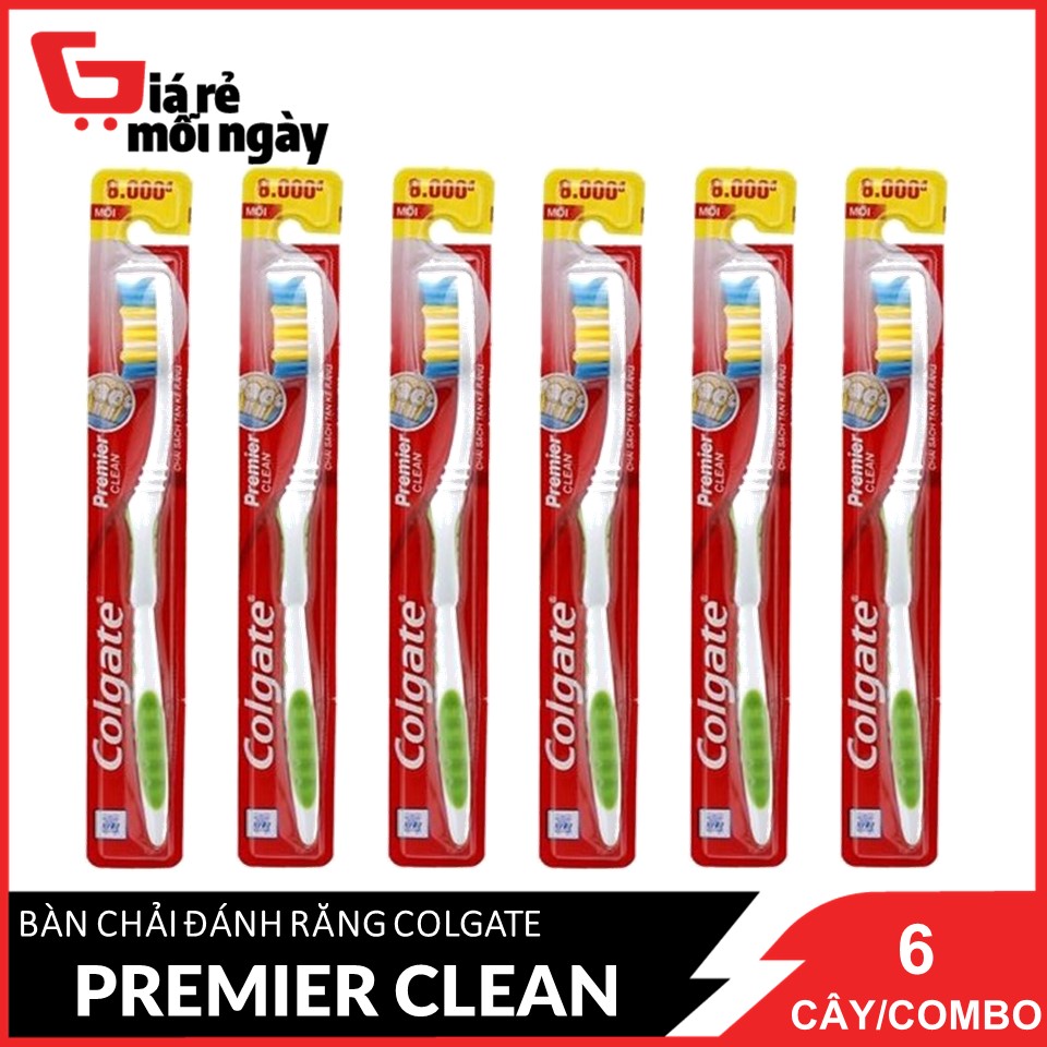 Combo 6 cây bàn chải đánh răng Colgate Premier Clean chải sạch tận kẽ răng 1 cây đơn X6