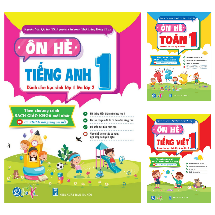SÁCH - ( Bộ 3 quyển ) Ôn hè toán, tiếng việt và tiếng anh 1 - Dành cho hs từ lớp 1 lên lớp 2