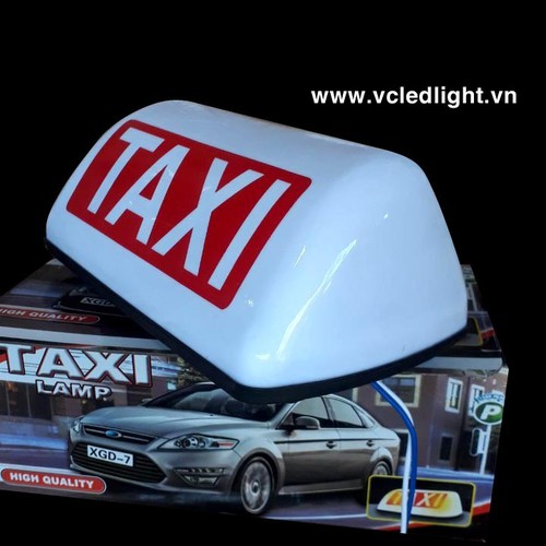 mào taxi trắng - có đèn - đế nam châm