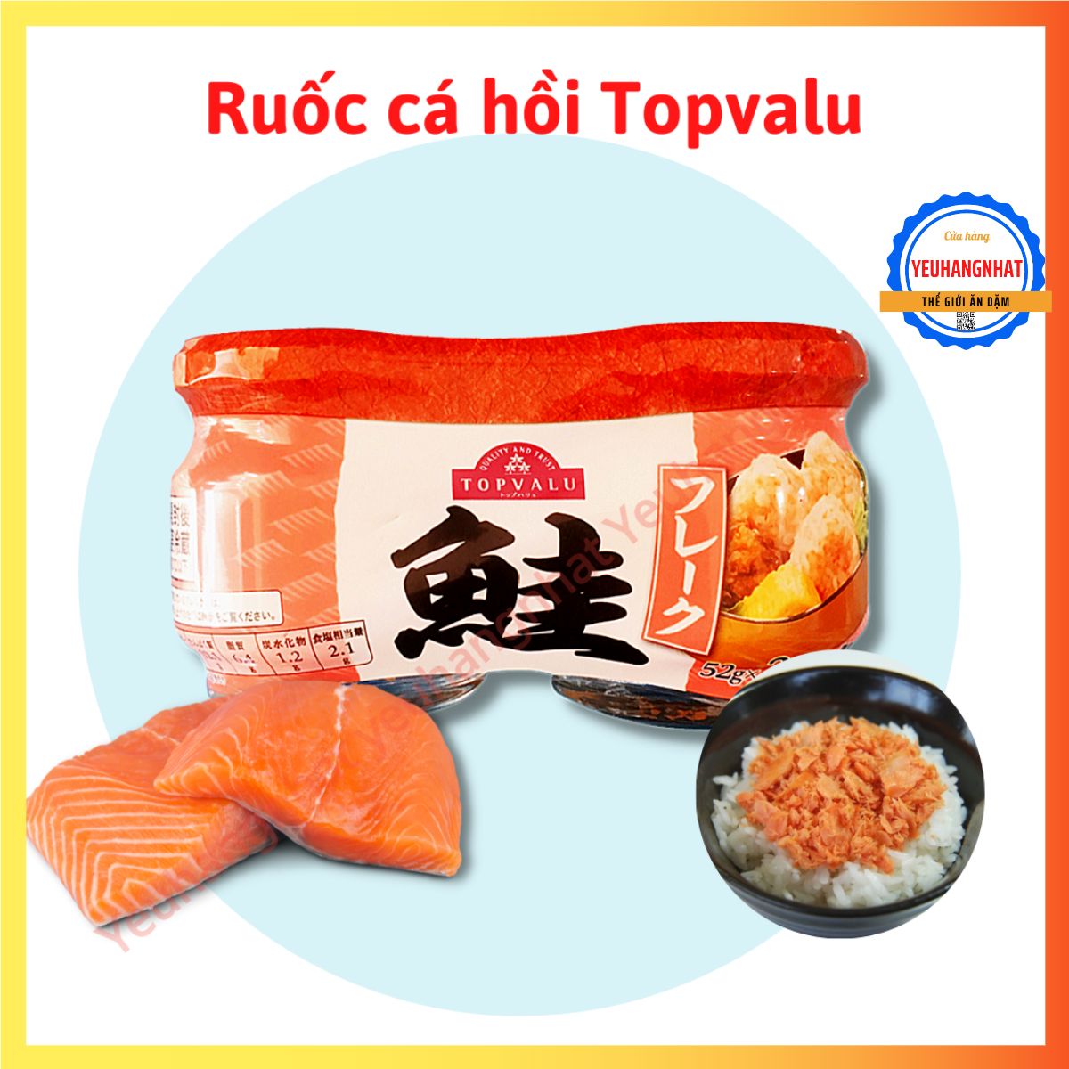Topvalu - Ruốc cá hồi Topvalu 52g x 2 hũ cho bé ăn dặm từ 8 tháng tuổi Nhật Bản