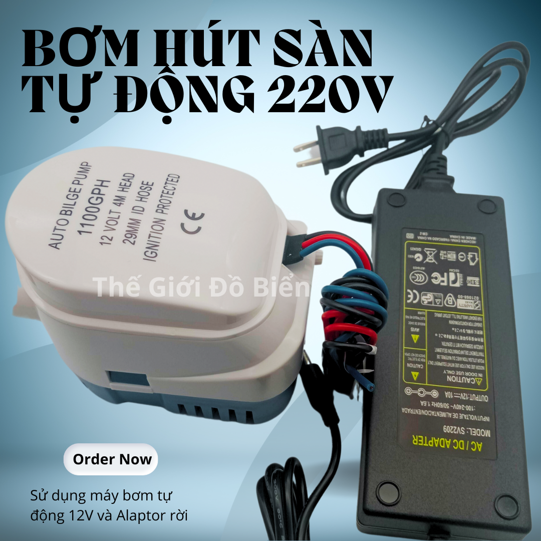 Bơm hút sàn tự động 220V bơm chìm hút nước tự động phù hợp bơm nước ngập, tàu thuyền, xà lan