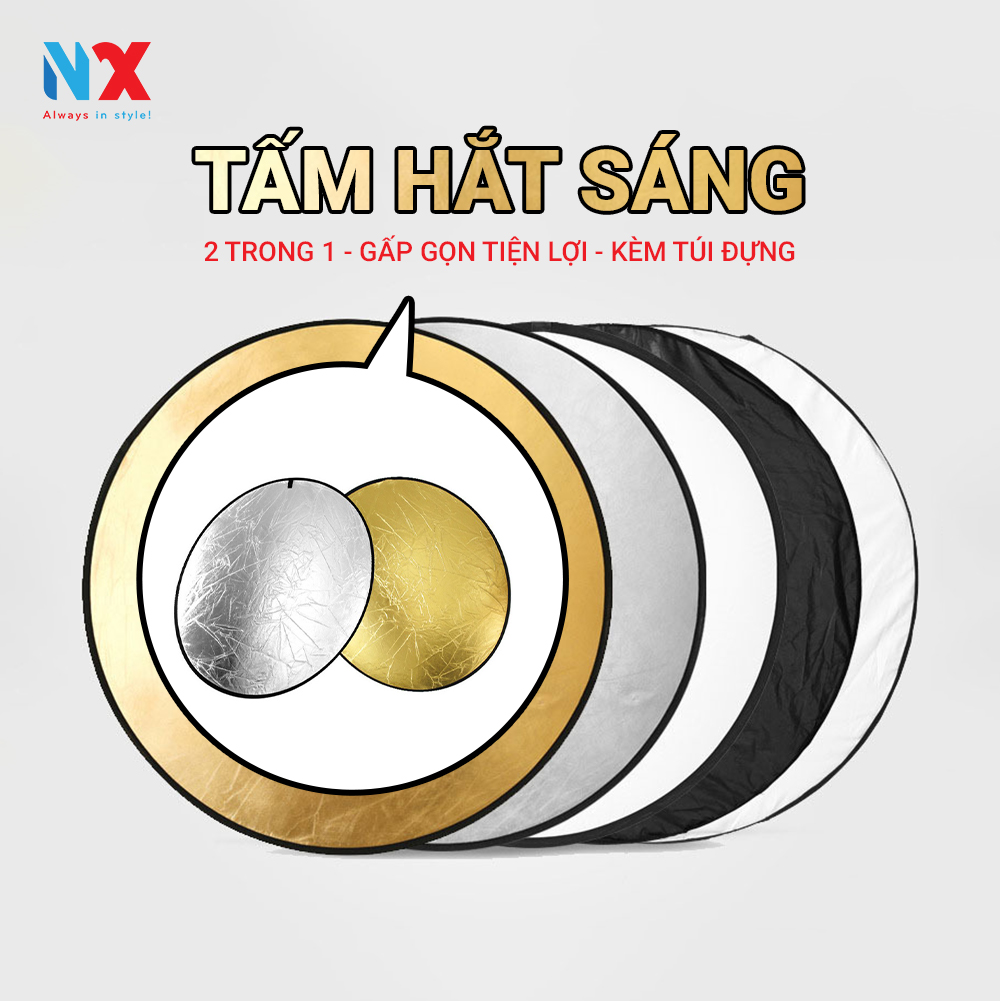 Tấm Hắt Sáng Chụp Ảnh Tròn Kích Thước 110cm, 1 tấm 2 màu Vàng Bạc, chụp hình chuyên nghiệp