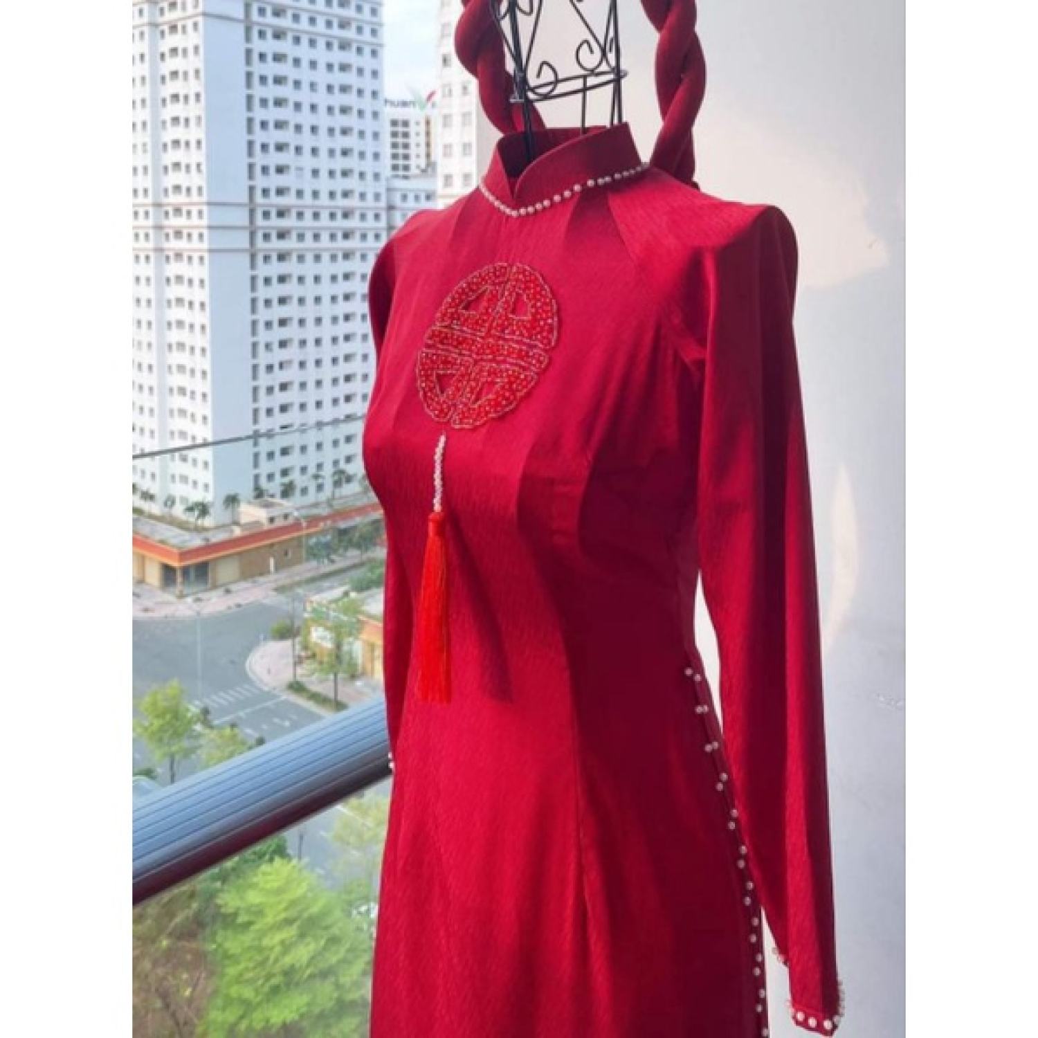 Áo dài thêu chữ hỷ cô dâu có bigsize