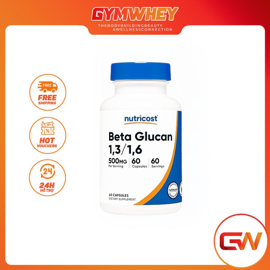 VOUCHER 50K Nutricost Beta Glucan 1,3 1,6 500mg Viên Uống Tăng Cường Hệ