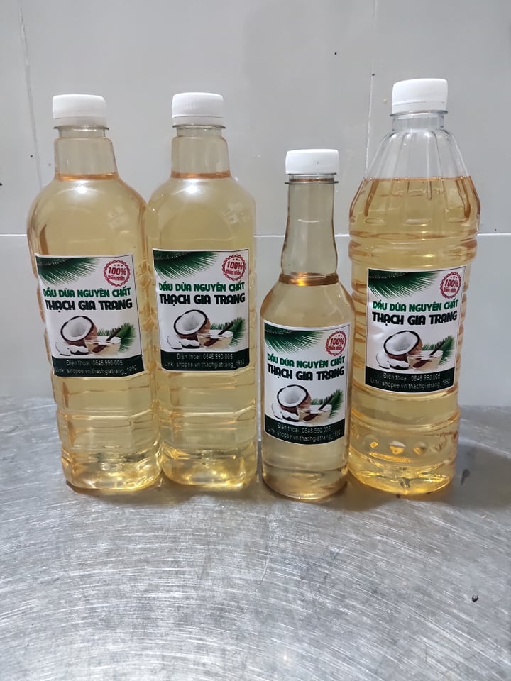 Dầu dừa nguyên chất 100% nấu thủ công, ép nóng, dùng để dưỡng tóc, dưỡng da, nấu ăn, tay trang