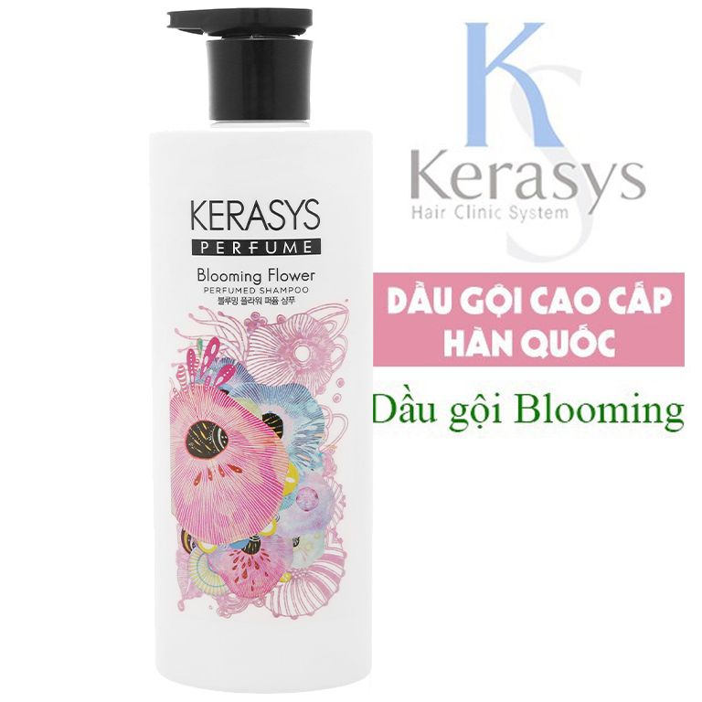 Dầu gội dưỡng ẩm tóc Kerasys Hàn quốc Perfume Blooming Flower 600ml - Hàng Chính hãng cho mọi loại tóc - Loại hương nước hoa