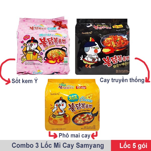 Lốc mì cay hàn quốc samyang vị khô gà cay phô mai sốt kem