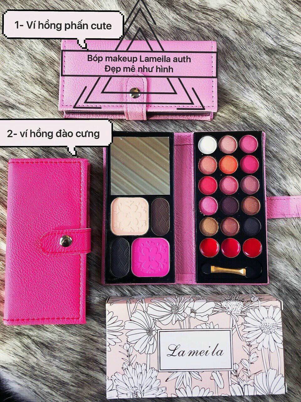 Ví makeup Lameila: combo trang điểm mắt và má hồng, gồm 20 màu mắt và 2 màu má hồng, hộp trang điểm dạng ví cầm tay, có gương, có hộp, siêu xinh, sang chảnh, hàng nội địa Trung chính hãng