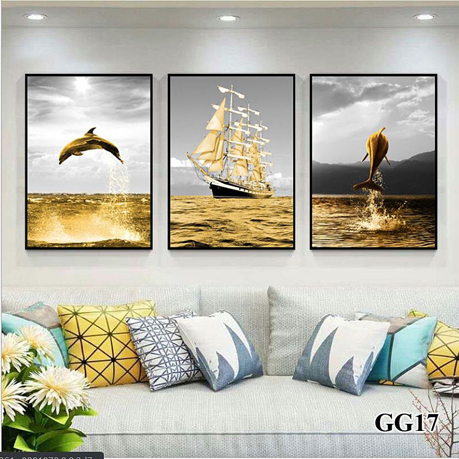 Sét 3 Treo Tường Trang Trí Phòng Ngủ, Decor Tặng Kèm Móc Treo Tiện Lợi, Tranh canvas treo tường decor đẹp Có Khung