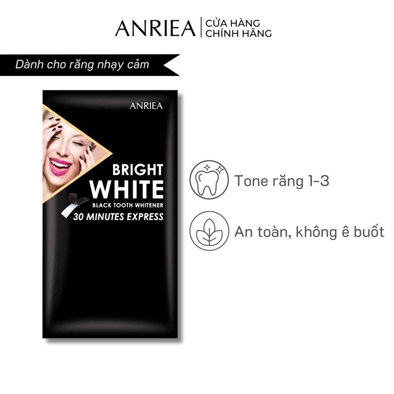 1 miếng lẻ dán trắng răng Anriea than hoạt tính cải thiện màu răng