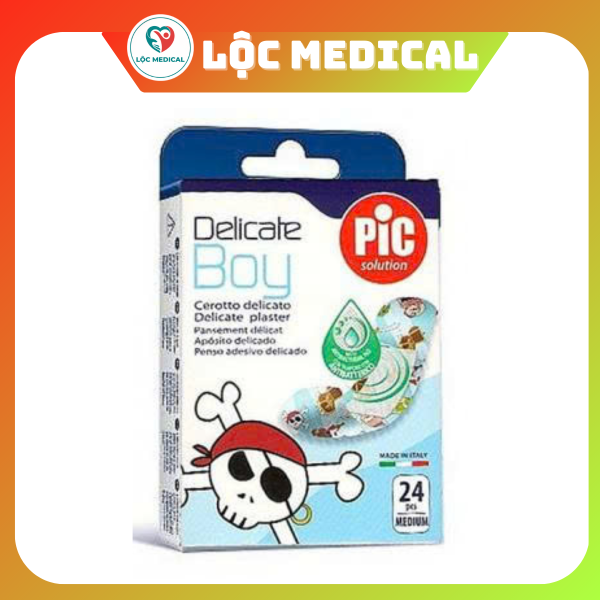 BÉ GÁI Hoặc BÉ TRAI - BĂNG CÁ NHÂN KHÁNG KHUẨN CHO DA NHẠY CẢM DELICATE ( THƯƠNG HIỆU PIC )