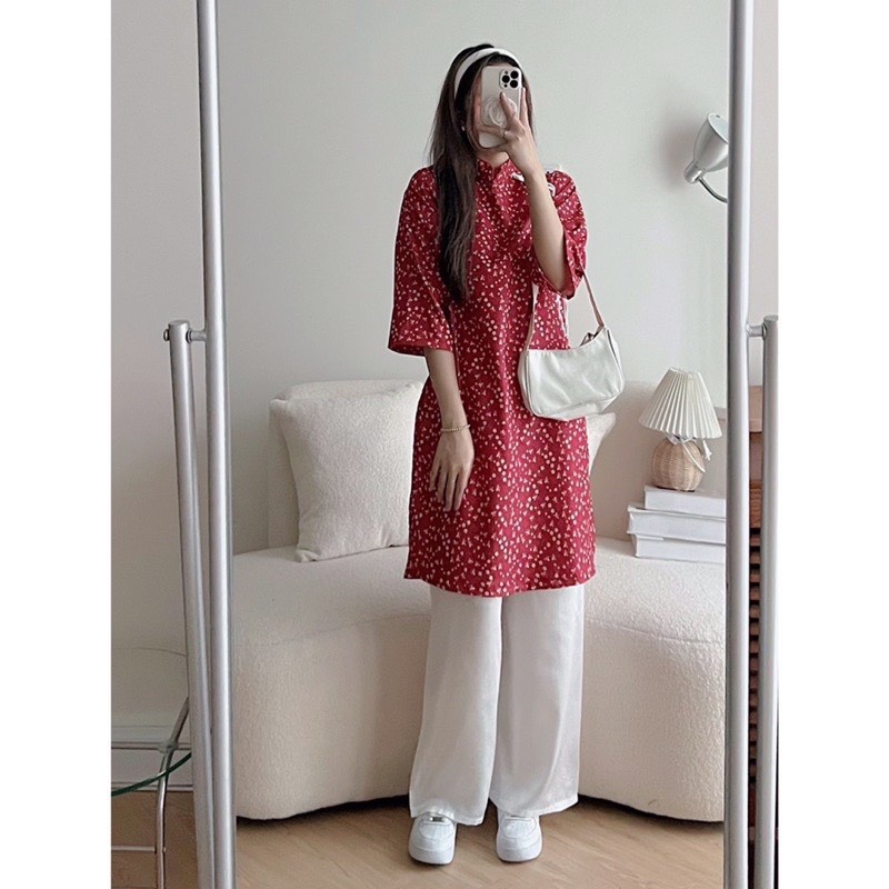 Áo dài cách Tân hoa nhí cao cấp siêu xinh - Aodaihoanhi2638