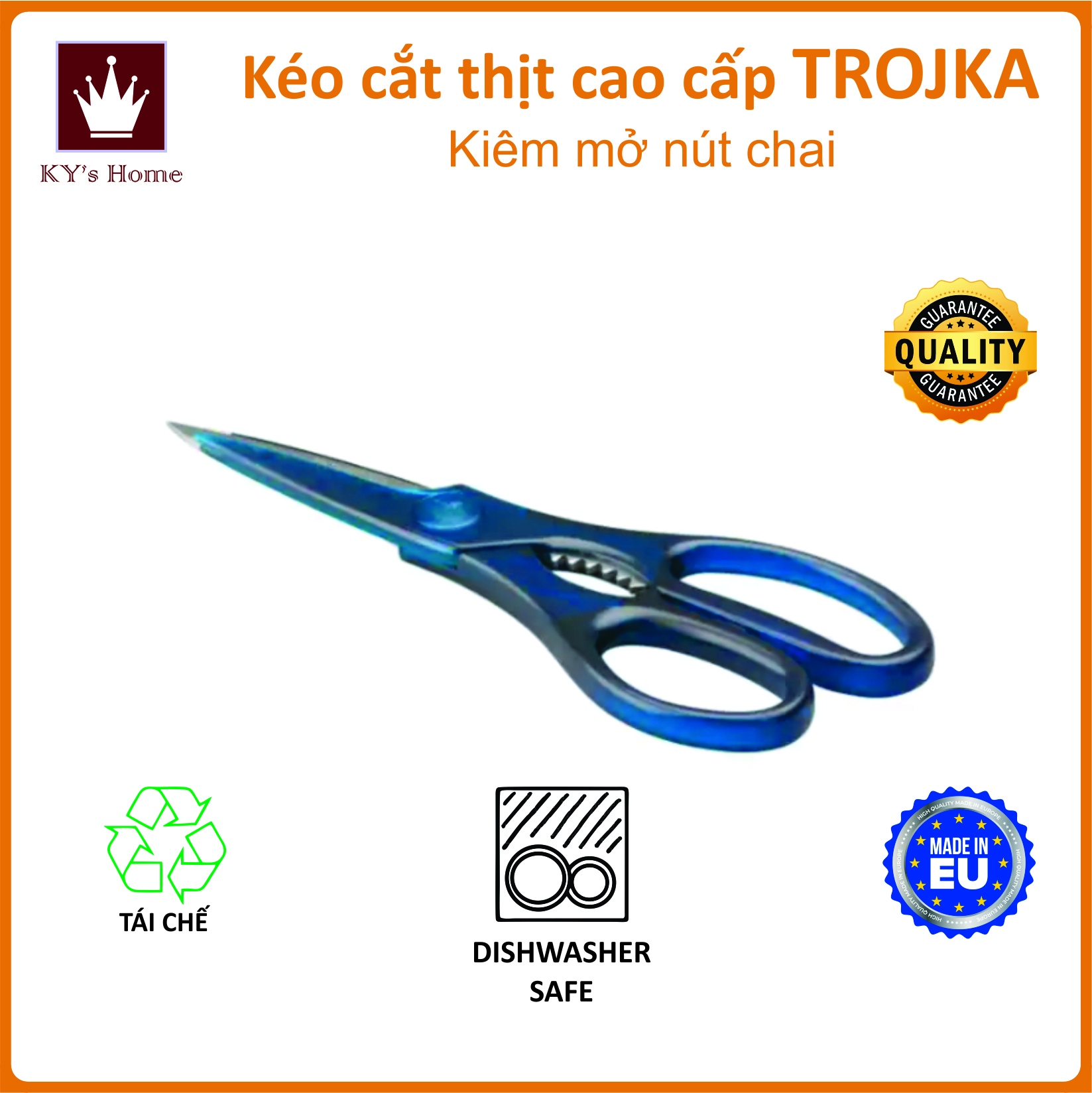 Kéo cắt cành cây, kéo cắt thịt cao cấp kiêm mở nút chai Ikea TROJKA Chính Hãng Thụy Điển 21,5 cm