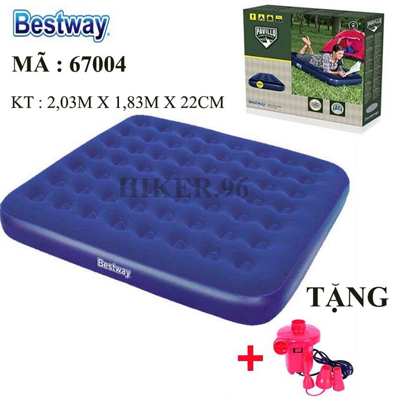 Nệm hơi đệm hơi bestway 67004 : 1,8m x 2m x 22cm kèm bơm hơi