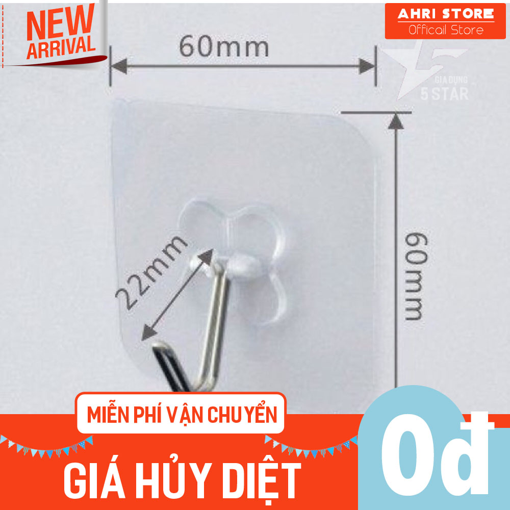 Combo 10 móc dán tường siêu dính chịu lực tới 5kg, chất liệu Silicon trong suốt thẩm mỹ cho ngôi nhà 3.MDT1.AHRLiL