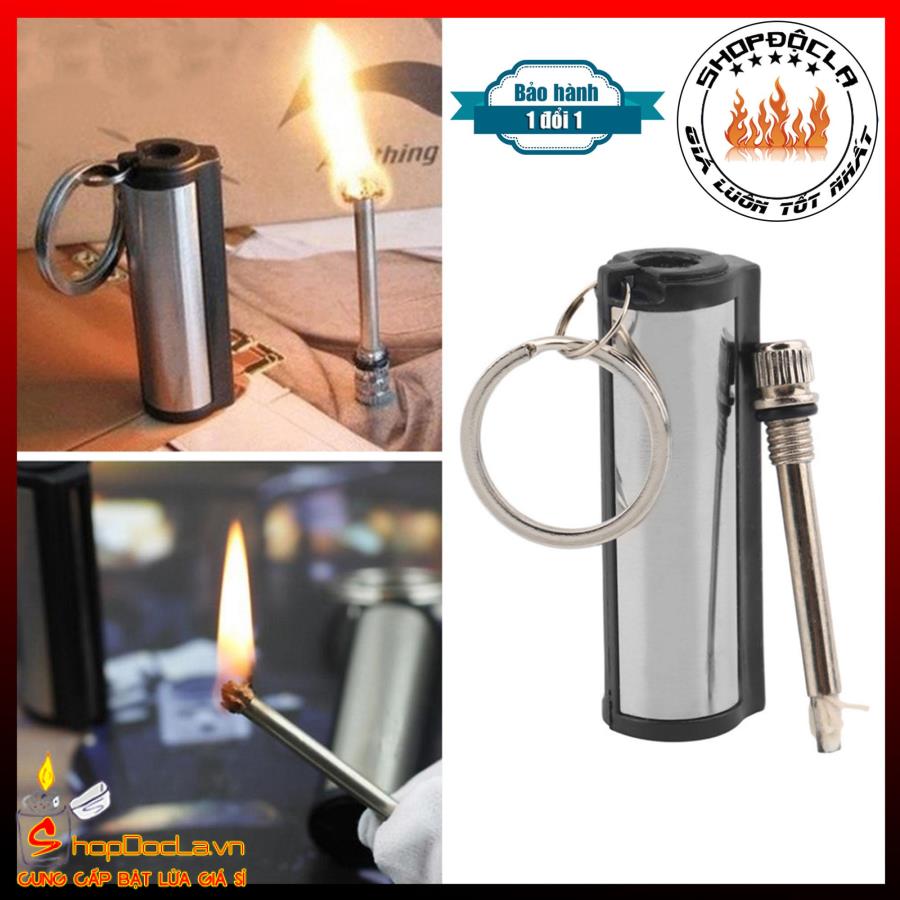 Bật lửa xăng đá , diêm xăng , bật lửa quẹt xăng ống thép , Diêm vĩnh cửu kèm móc khóa , Diêm xăng vĩnh cửu