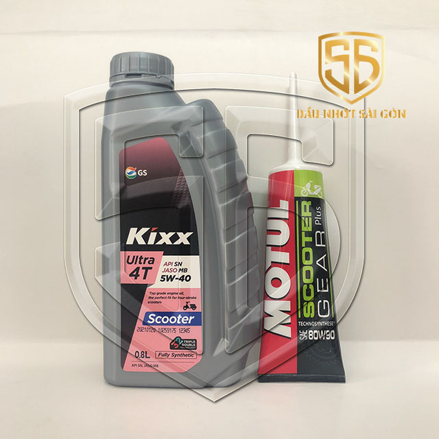 Combo nhớt xe ga kixx ultra 4t sn 5w40 800ml fully synthentic + nhớt lap motul