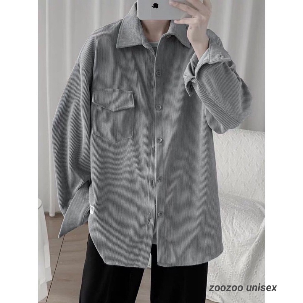 Áo Sơmi nhung Tăm vintage 4 Màu Zozo_Unisex