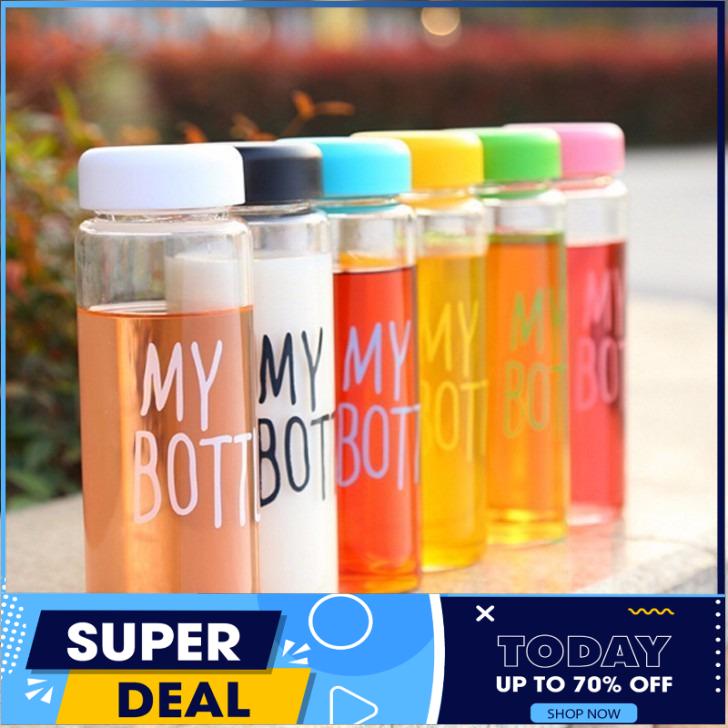 Bình đựng nước My Bottle kèm túi vải, Bình nhựa My Bottle 500ml kèm túi đựng cute (Màu ngẫu nhiên)