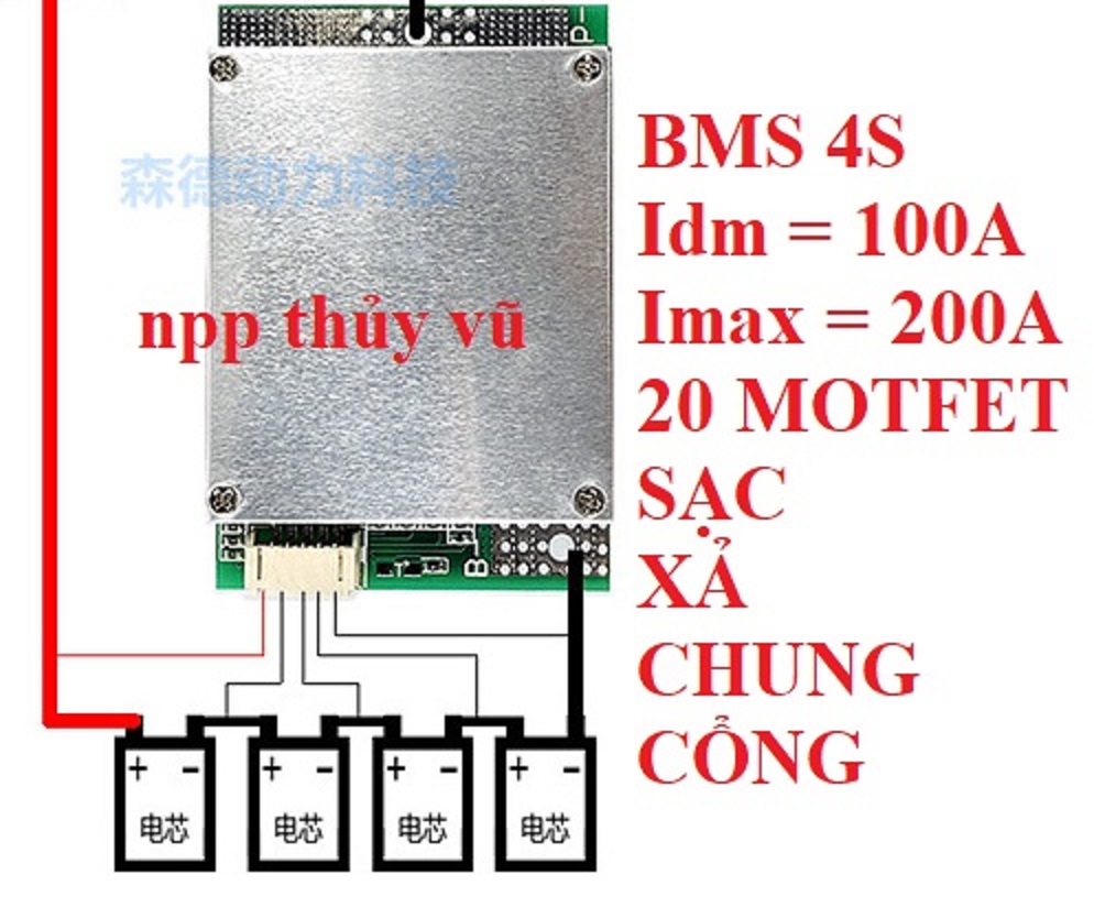 Mạch bảo vệ BMS 4S 20 Motfet sạc xả chung cổng