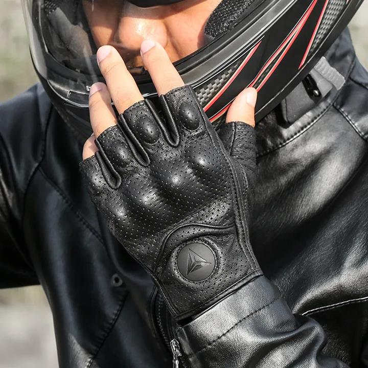 Găng tay da cừu cụt ngón motowolf mdl 0302 đen chính hãng