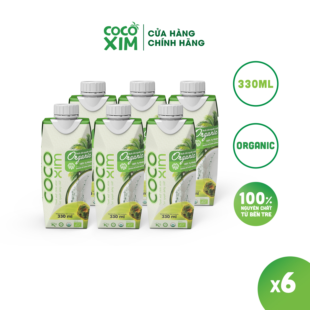 Combo 6 Hộp Nước dừa đóng hộp Cocoxim Organic 330ml Hộp