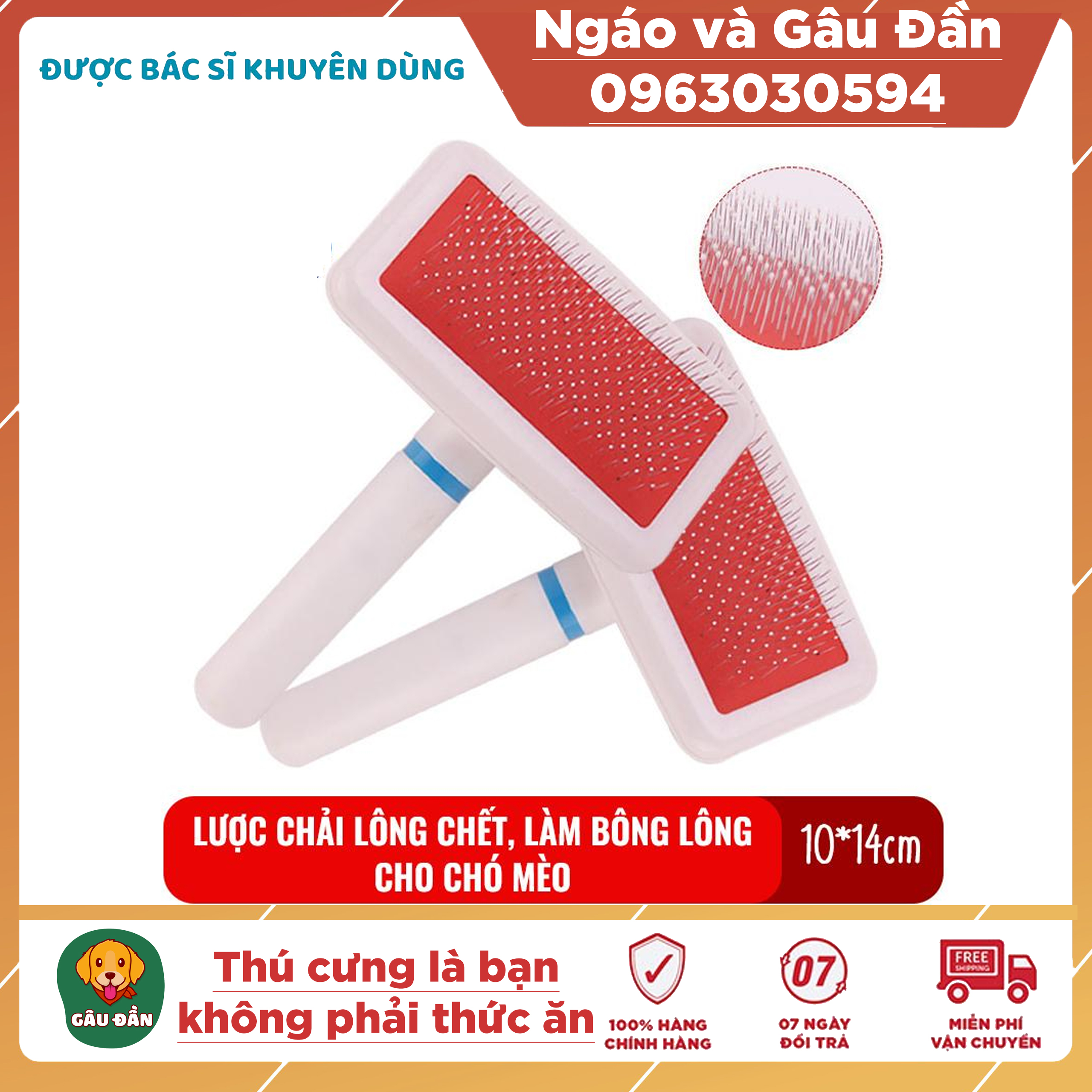 Lược chải lông cho chó mèo, công dụng lấy lông chết, làm bông lông Ngáo Và Gâu Đần