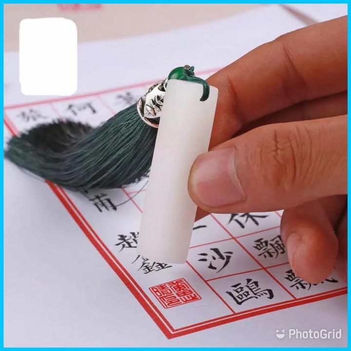 Ấn triện tua xanh mini trắng cổ trang dấu ấn cá tính quà tặng xinh xắn