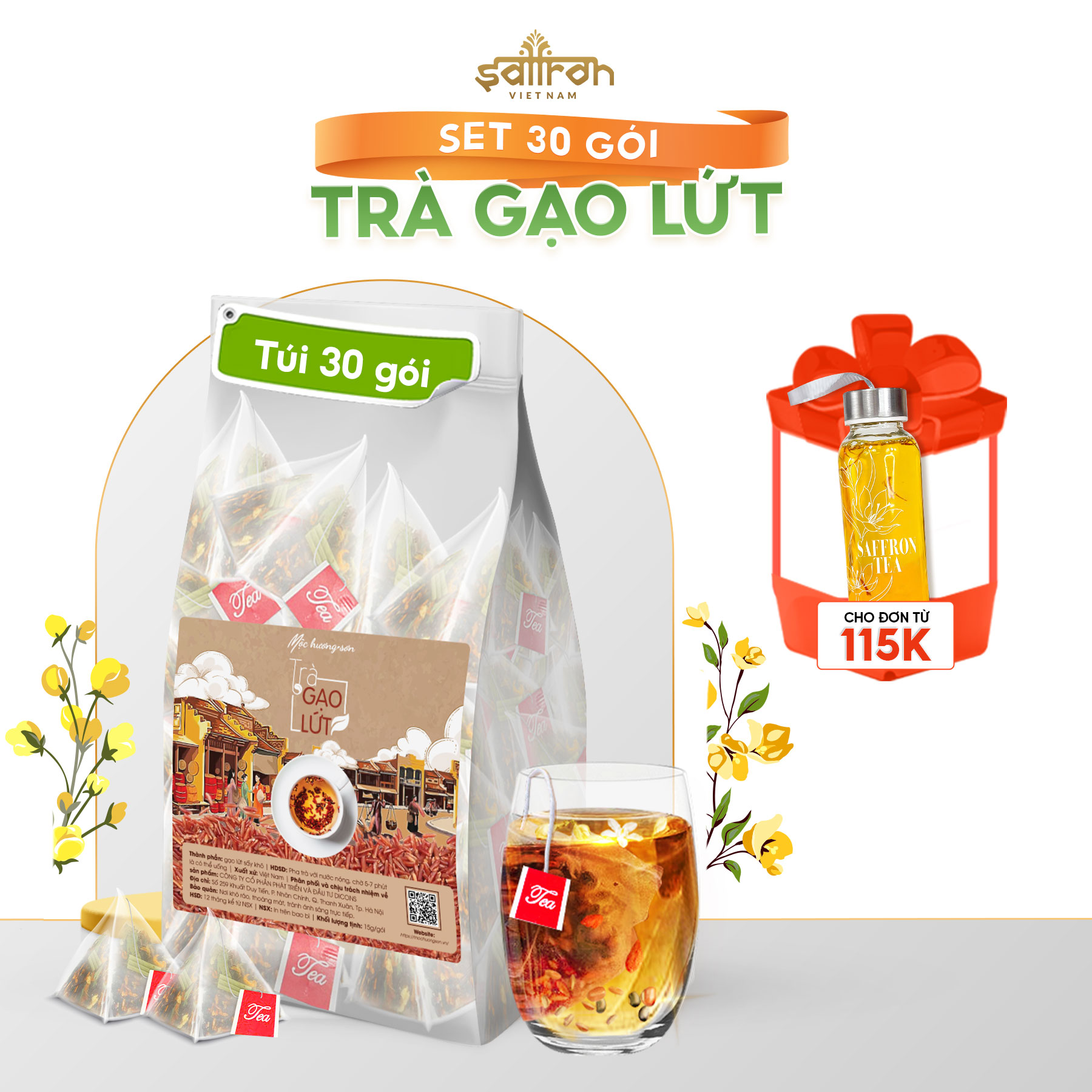  Trà gạo lứt đậu đen hỗ trợ giảm cân thanh lọc gan thải độc cơ thể nguyên liệu tự nhiên an toàn 