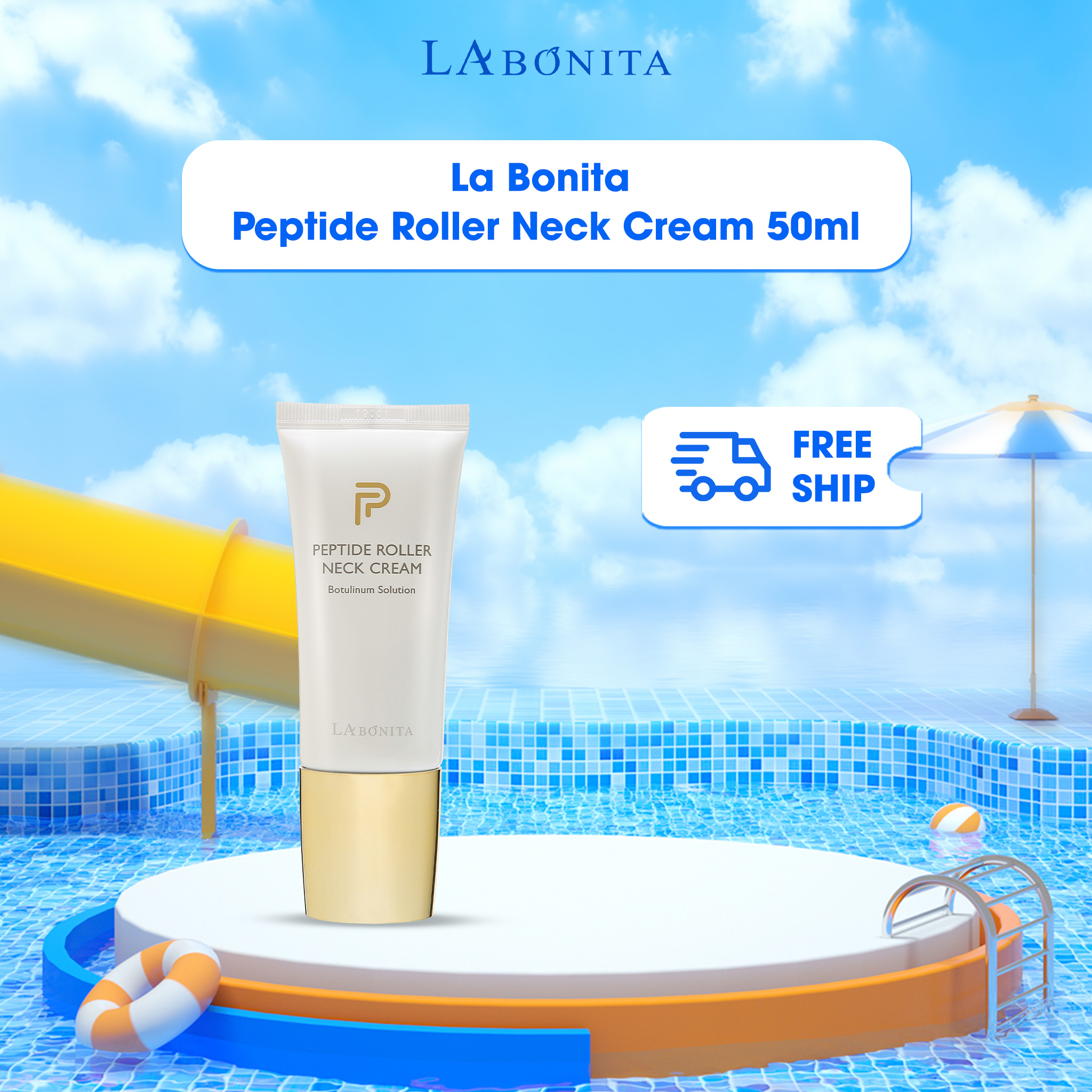 Kem dưỡng da vùng cổ la bonita peptide roller neck cream giảm nếp nhăn cấp ẩm dưỡng sáng da 50ml