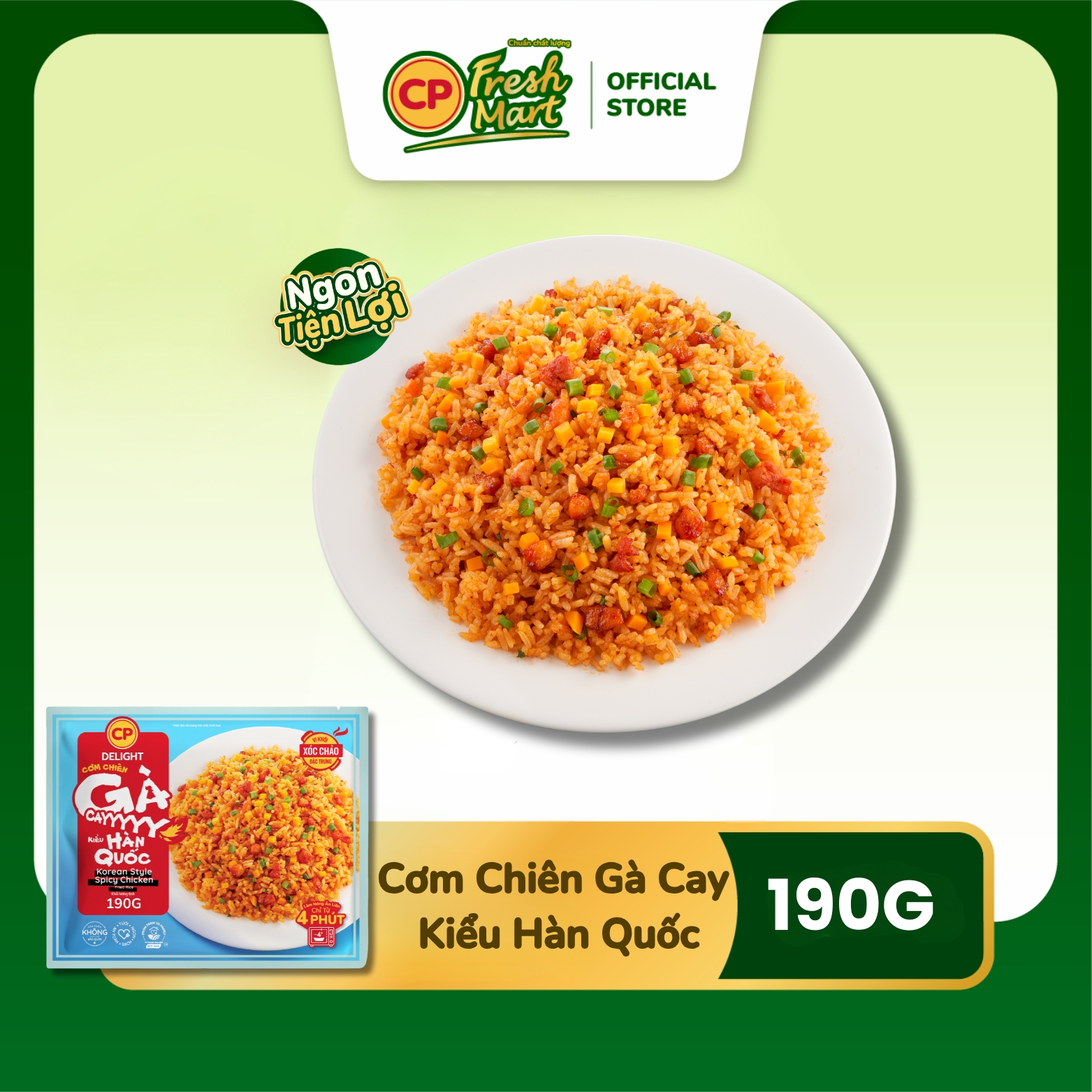 [MỚI] Cơm Chiên Gà Cay Kiểu Hàn Quốc 190G - Ngon Tiện Lợi - Bữa Trưa Nhanh Gọn - CP Fresh Mart