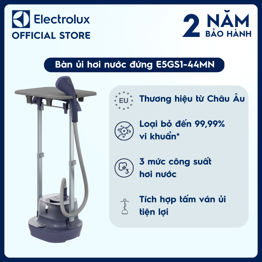 Bàn ủi hơi nước đứng Electrolux E5GS1-44MN 1800W - Tích hợp tấm ván ủi tiện lợi, loại bỏ vi khuẩn, chăm sóc mọi loại vải