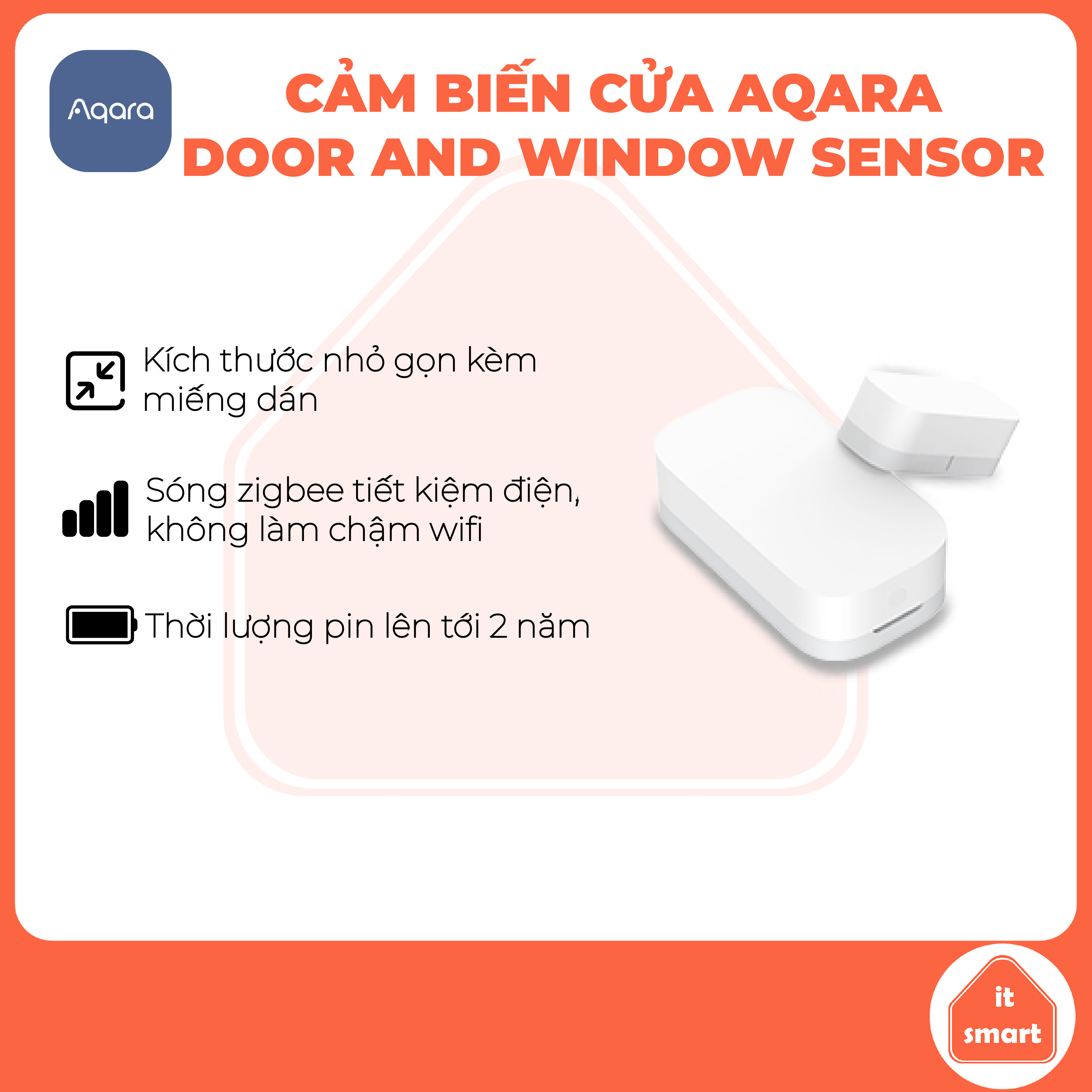Cảm biến cửa Aqara sóng zigbee, tương thích Homekit