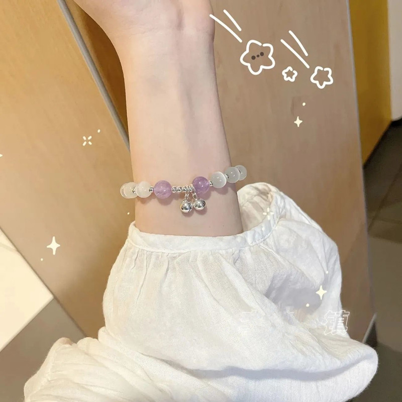 Vòng tay nữ dễ thương nhiều màu xinh xắn dạng hột có chuông mẫu mơi đơn giản lolita VT21 bluehope