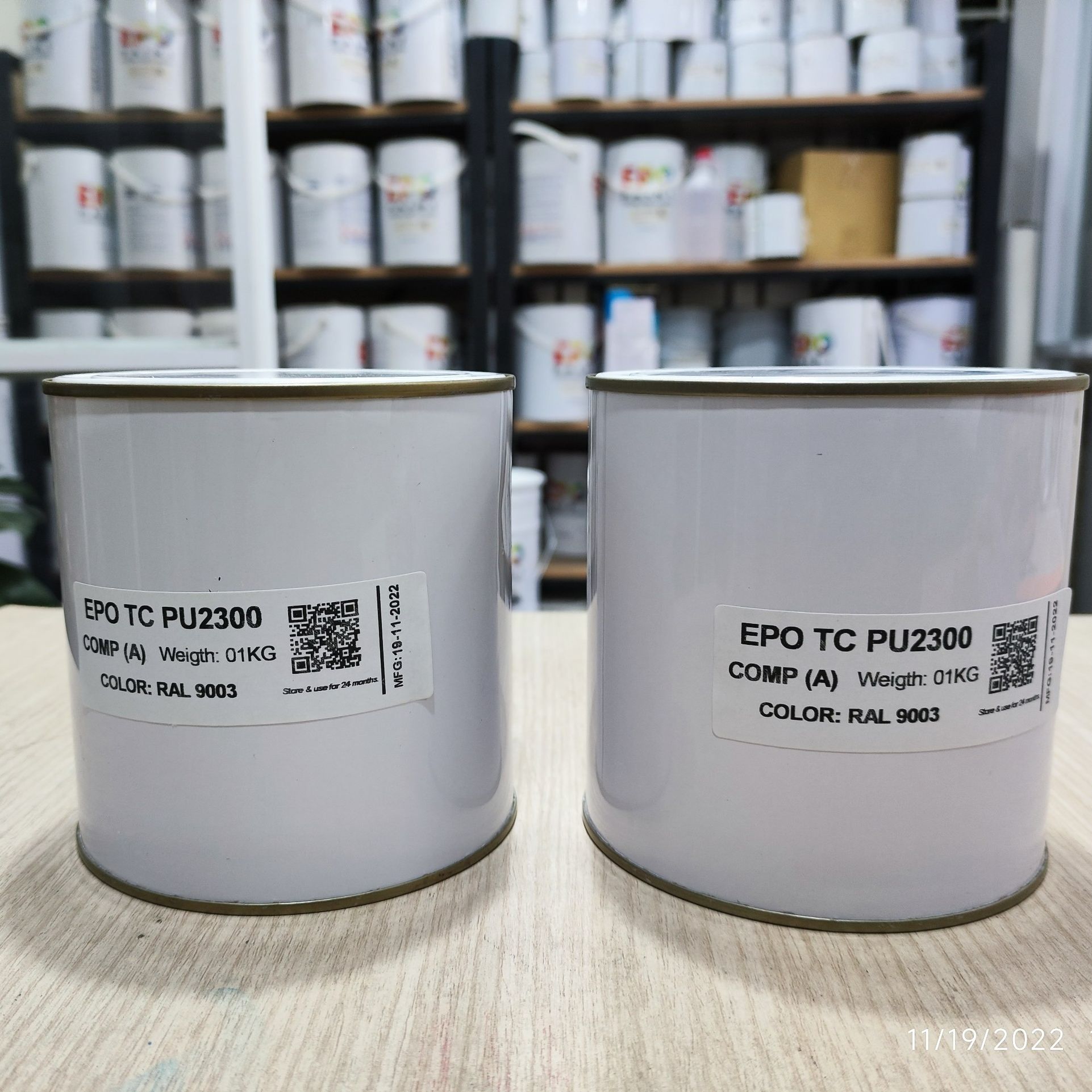 Sơn epoxy pu ngoài trời epo pu2300 ral 9003 màu trắng lon 1kg