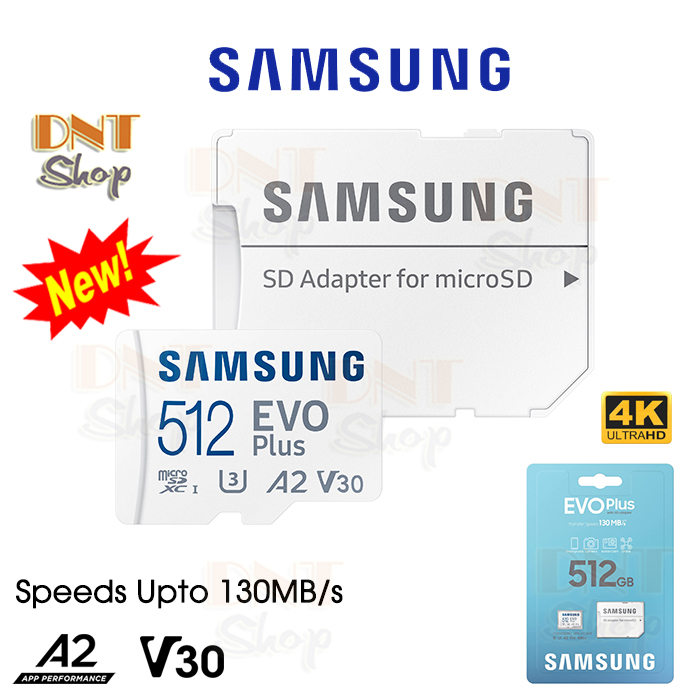 Thẻ nhớ MicroSDXC Samsung EVO Plus 512GB A2 U3 4K 130MB/s With Adapter V30 Video Speed Class 30 ENG