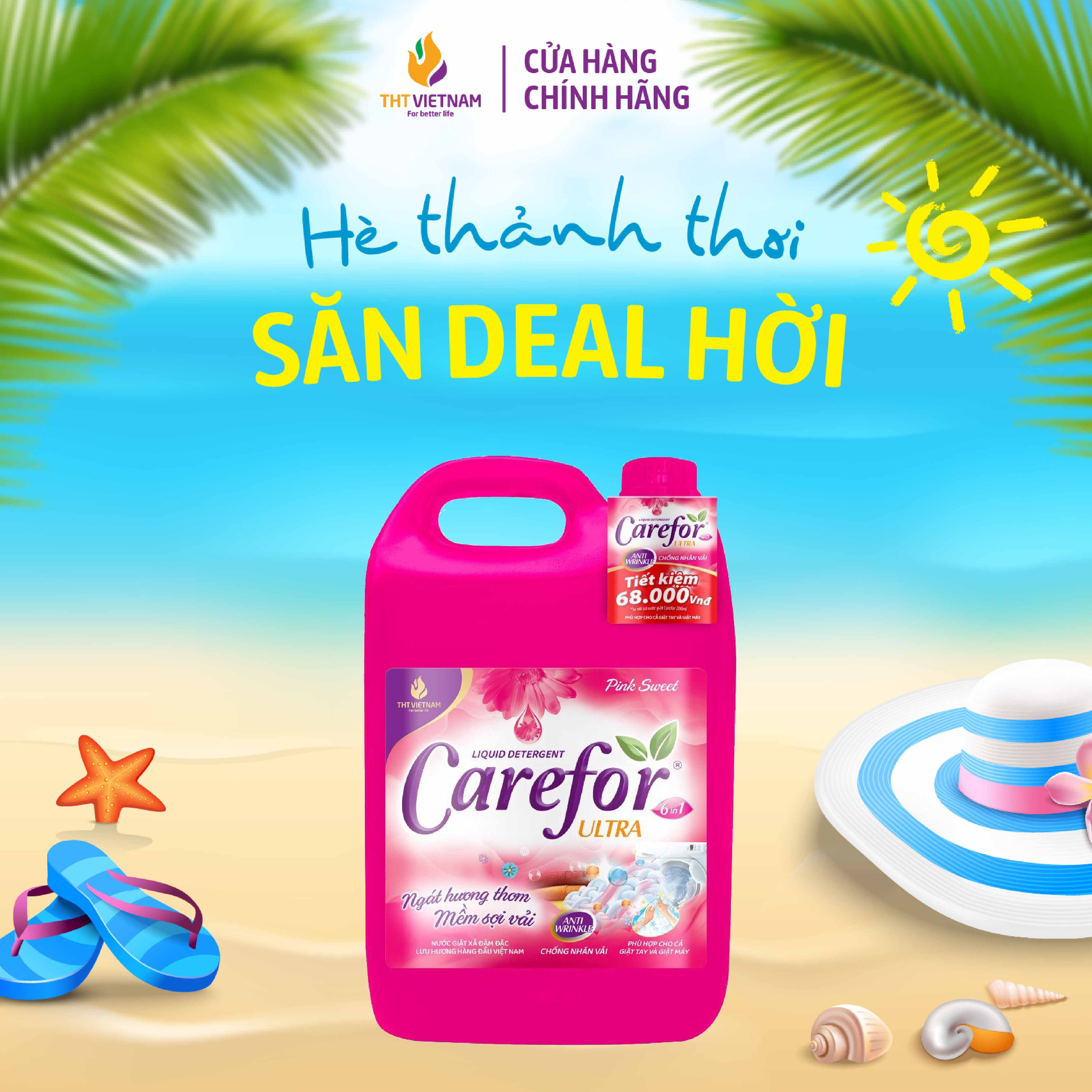 Nước giặt xả đậm đặc Carefor 5 lít hương hoa hồng