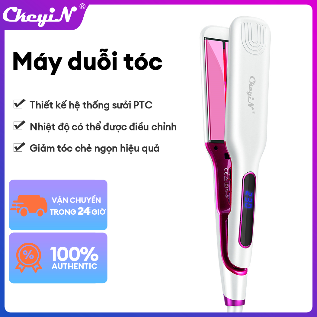 Máy duỗi tóc chuyên nghiệp CkeyiN, ,máy bấm tóc,máy duỗi tóc mini,máy ép tóc, 5 nhiệt độ đc điều chỉnh, tấm nóng rộng ép tóc thẳng nhanh