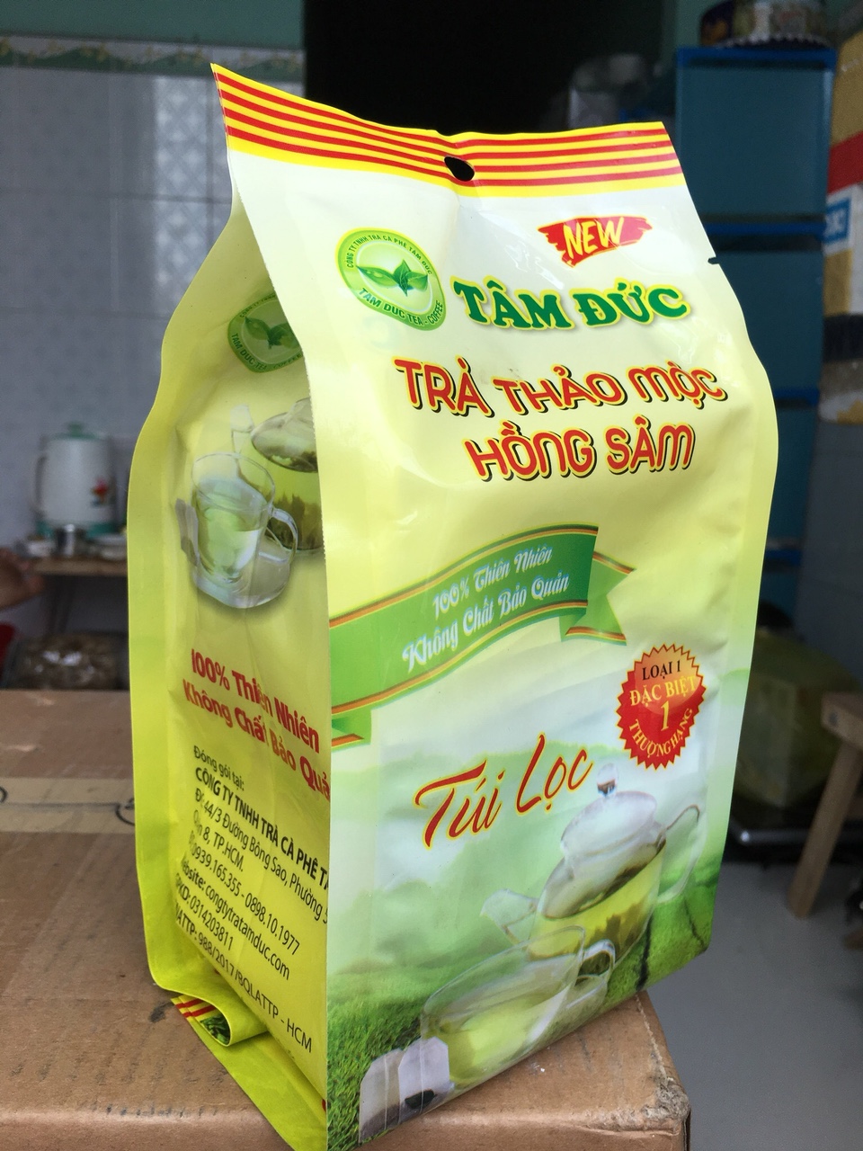 Trà thảo mộc hồng sâm Tâm Đức(túi lọc 300gr)