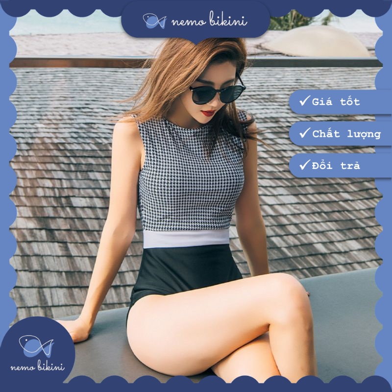 Bikini đi biển, đồ bơi nữ sát nách 1 mảnh liền thân răng sói Nemo Bikini - B18